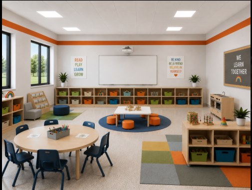 Rendering of a new Pre-K / early learning classroom