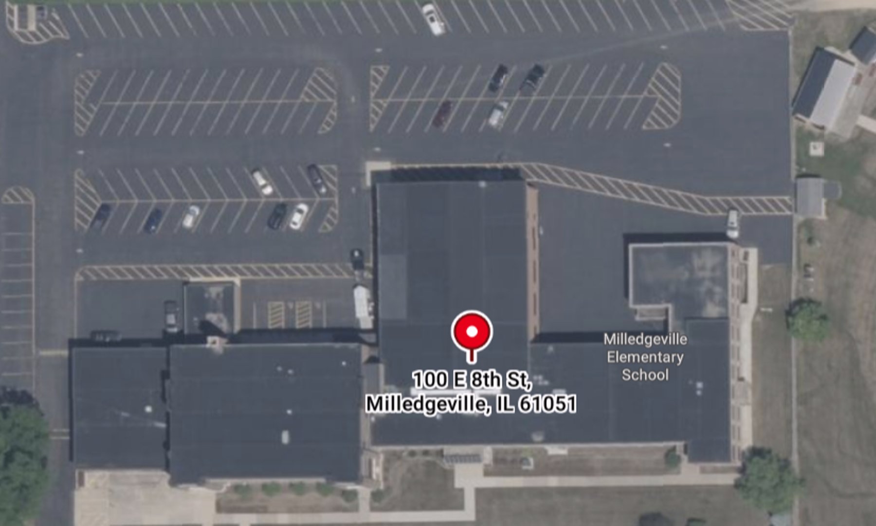 Map showing the project location at Milledgeville Elementary School, 100 E 8th St, Milledgeville, IL